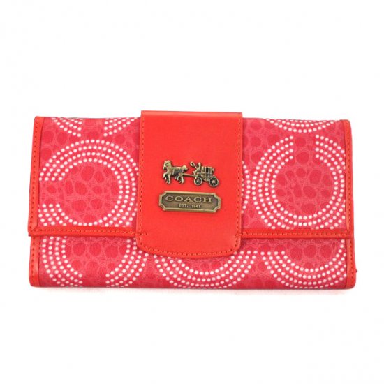 Coach Dot Logo Large Red Wallets ECX | Coach Outlet Canada